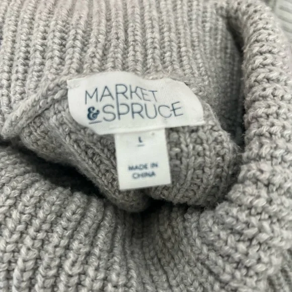 Market & Spruce Light Gray Cowl Neck Sweater - Picture 6 of 6